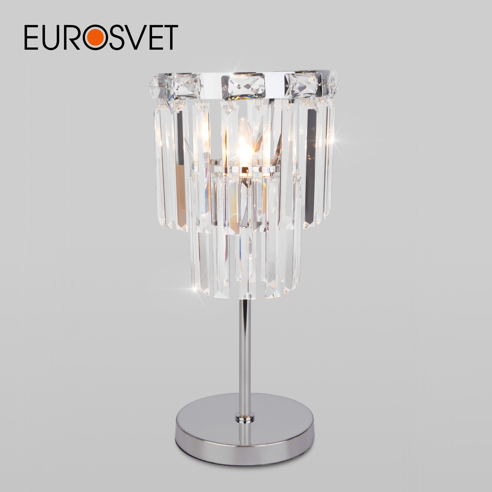 

Настольная лампа Eurosvet Elegante 01136/1 хром с прозрачным хрусталем Strotskis