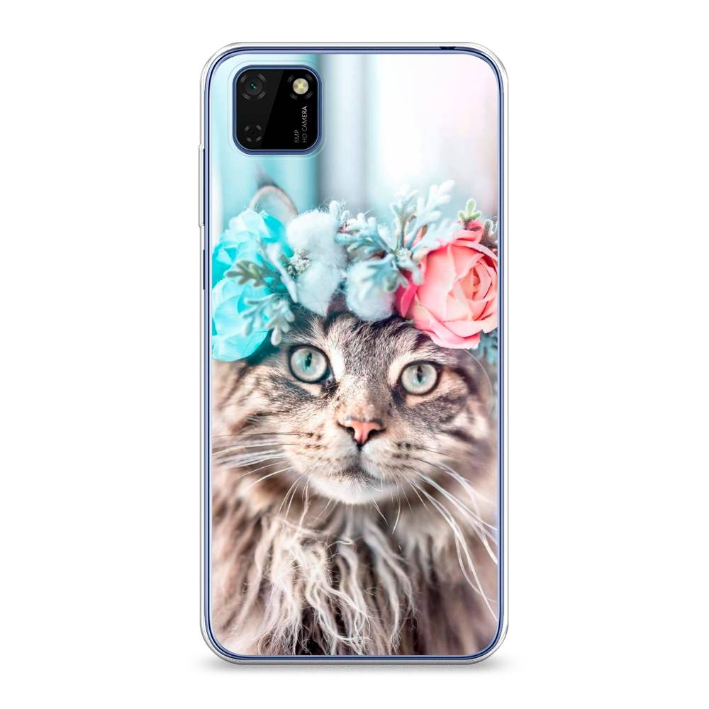 

Чехол Awog на Huawei Y5p "Кот в венке", Серый;голубой;розовый, 6103750-2