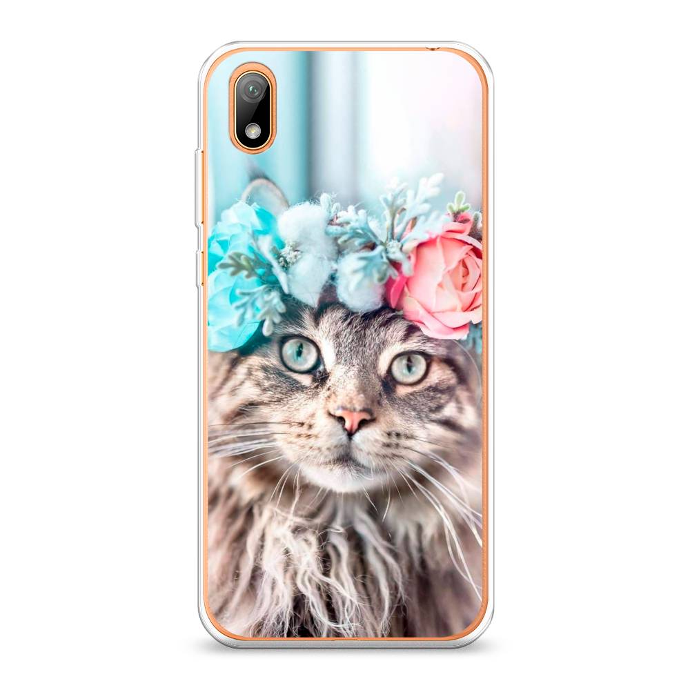 фото Чехол awog "кот в венке" для huawei y5 2019