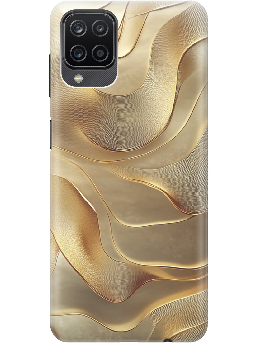 

Силиконовый чехол на Samsung Galaxy A12/M12 с принтом "Золотистые волны", Прозрачный;бежевый;золотистый, 723602831