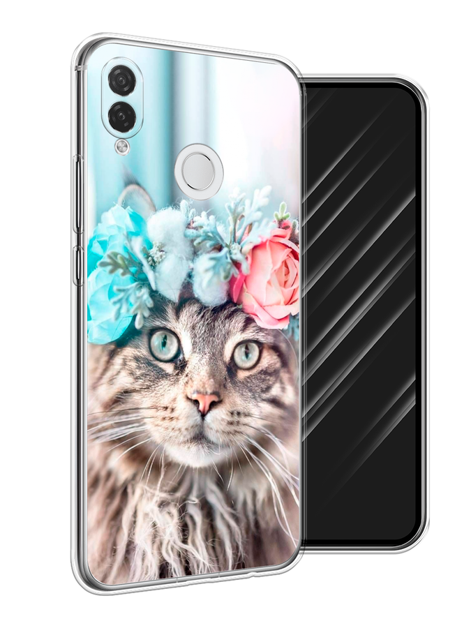 

Чехол Awog на Huawei P Smart Plus "Кот в венке", Серый;голубой;розовый, 68250-2
