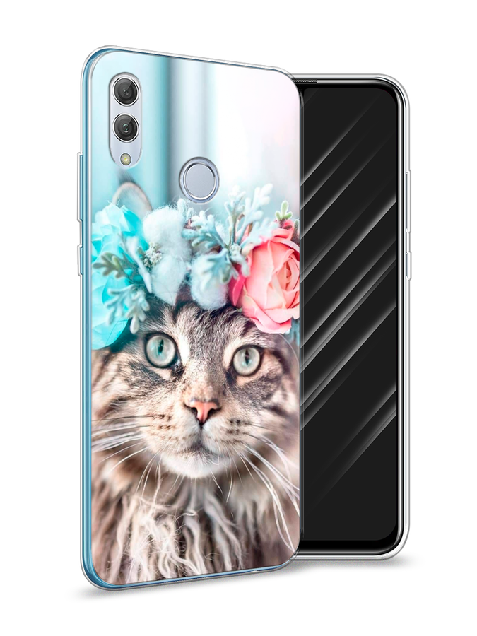 

Чехол Awog на Huawei P Smart 2019 "Кот в венке", Серый;голубой;розовый, 67250-2