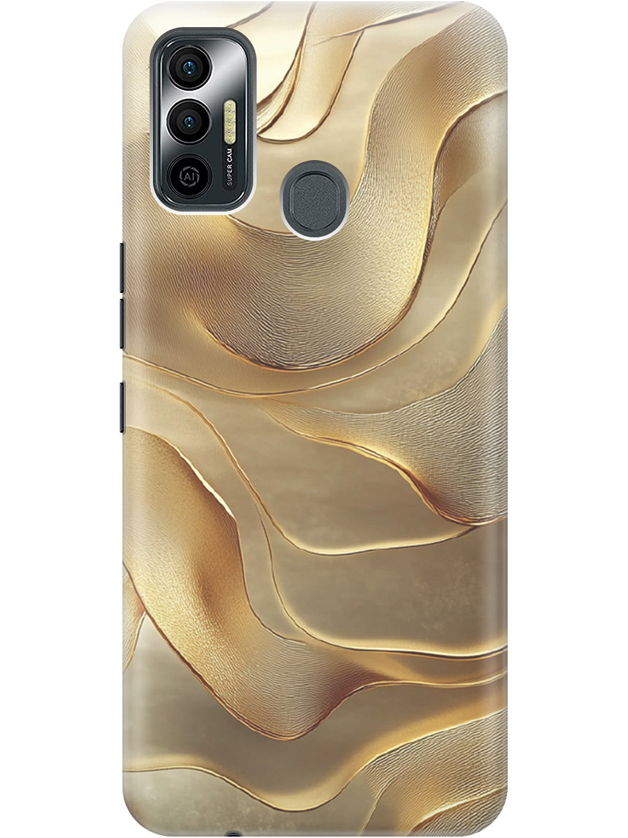 

Силиконовый чехол на Tecno Spark 7 с принтом "Золотистые волны", Прозрачный;бежевый;золотистый, 741736131