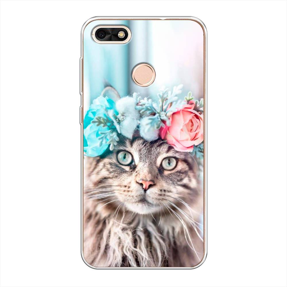 

Чехол Awog на Huawei Nova Lite (2017) "Кот в венке", Серый;голубой;розовый, 64750-2