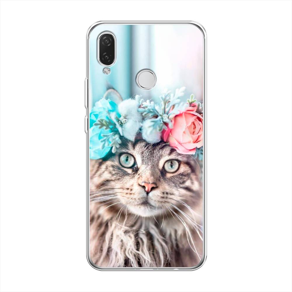 

Чехол Awog на Huawei Nova 3i "Кот в венке", Серый;голубой;розовый, 68350-2