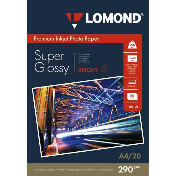 

Фотобумага для принтера Lomond 1108100 A4 290 г/кв.м односторонняя глянцевая 20 л, Белый, a4 290 г/кв.м односторонняя глянцевая 20 л