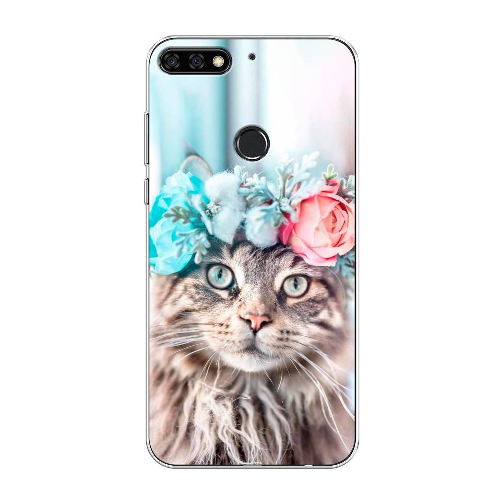 

Чехол Awog на Huawei Nova 2 Lite "Кот в венке", Серый;голубой;розовый, 64650-2