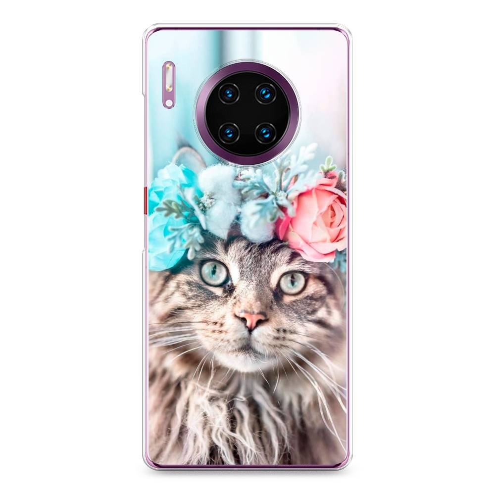 

Чехол Awog на Huawei Mate 30 Pro "Кот в венке", Серый;голубой;розовый, 610450-2