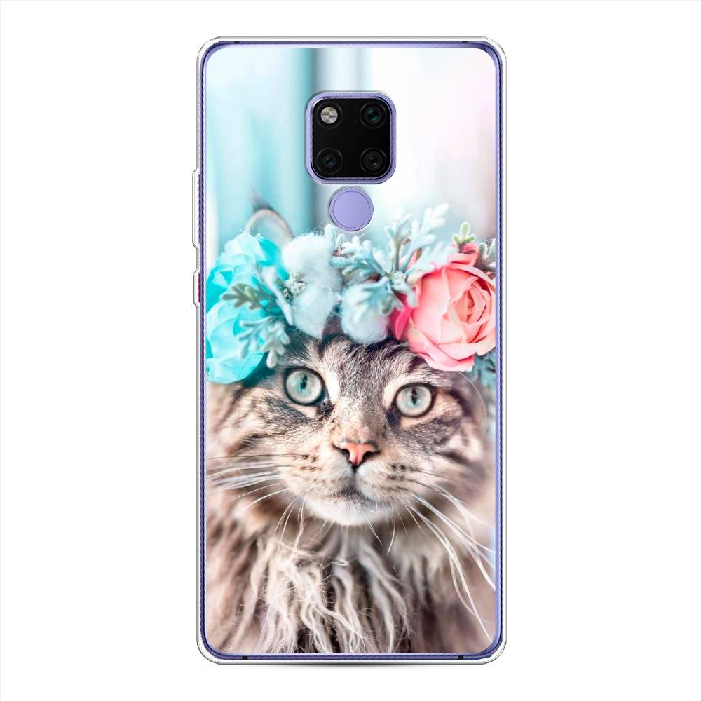 

Чехол Awog на Huawei Mate 20X "Кот в венке", Серый;голубой;розовый, 66950-2