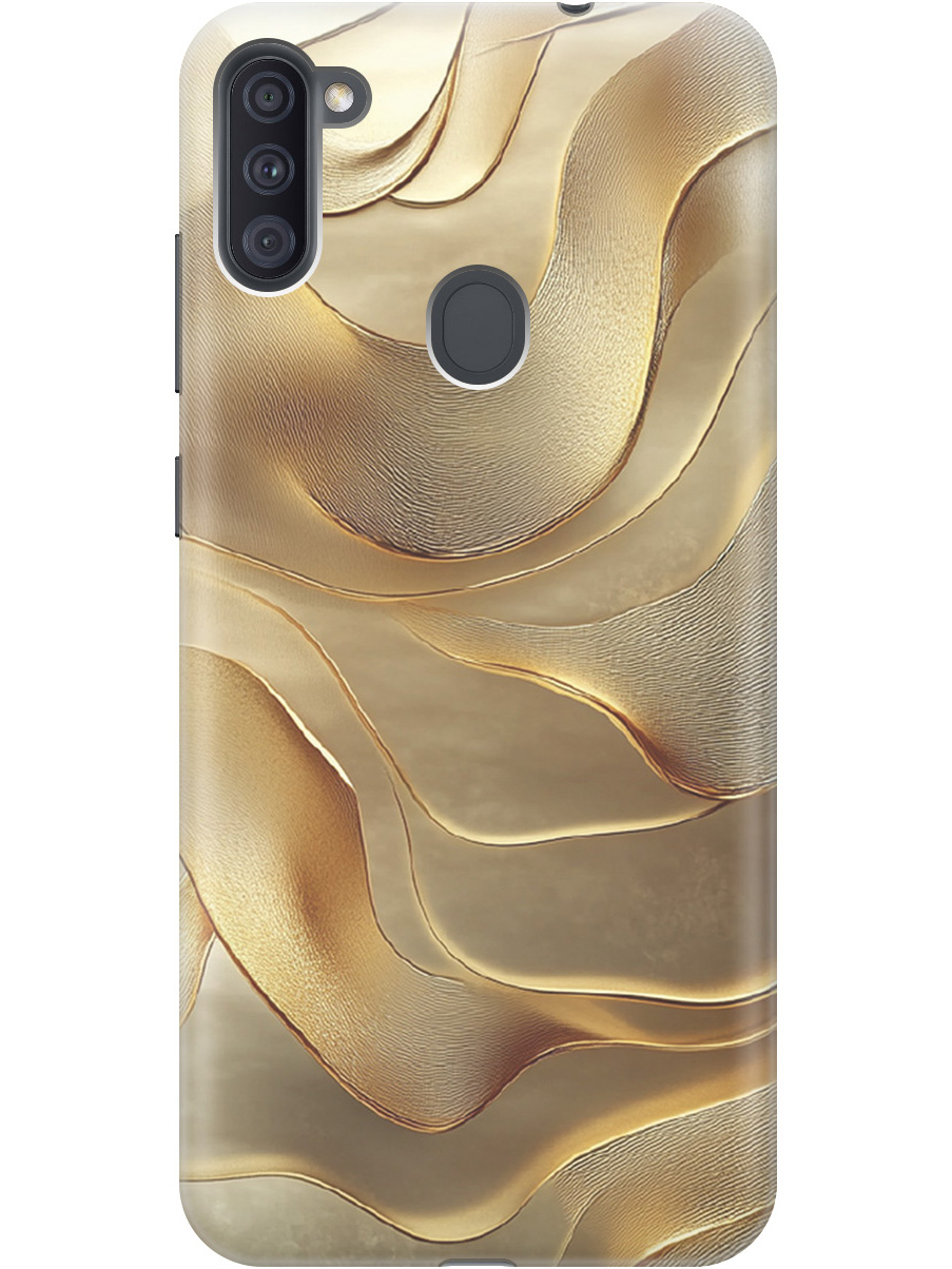 

Силиконовый чехол на Samsung Galaxy A11/M11 с принтом "Золотистые волны", Прозрачный;бежевый;золотистый, 722820831