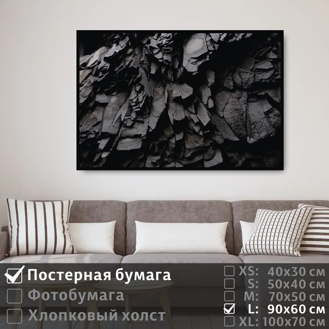 

Постер на стену ПолиЦентр Текстура уголь 90х60 см, ТекстураУголь