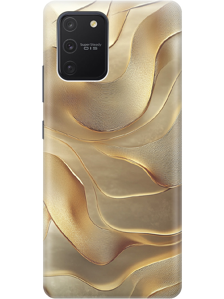 

Силиконовый чехол на Samsung Galaxy S10 Lite с принтом "Золотистые волны", Прозрачный;бежевый;золотистый, 722694731