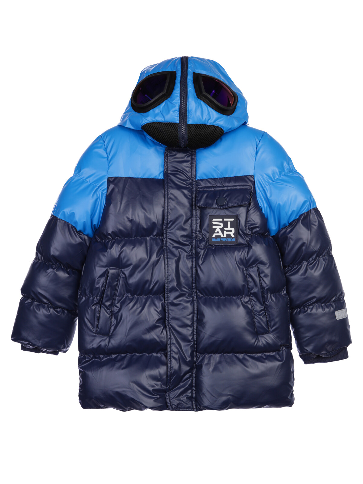 Пальто текстильное с полиуретановым покрытием для мальчиков PlayToday, синий,черный, 98