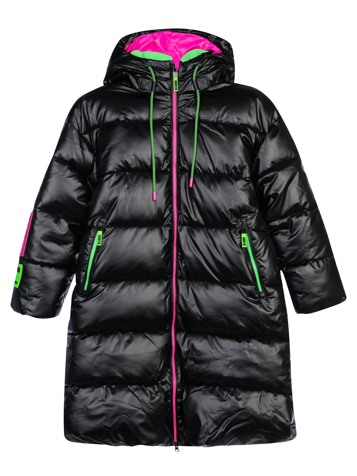Пальто текстильное с полиуретановым покрытием для девочек PlayToday, черный,цветной, 170