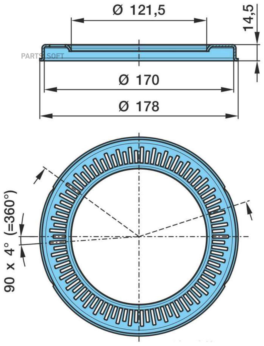 Кольцо ступицы! ABS z=90 121.5x170/178x14.5 \BPW