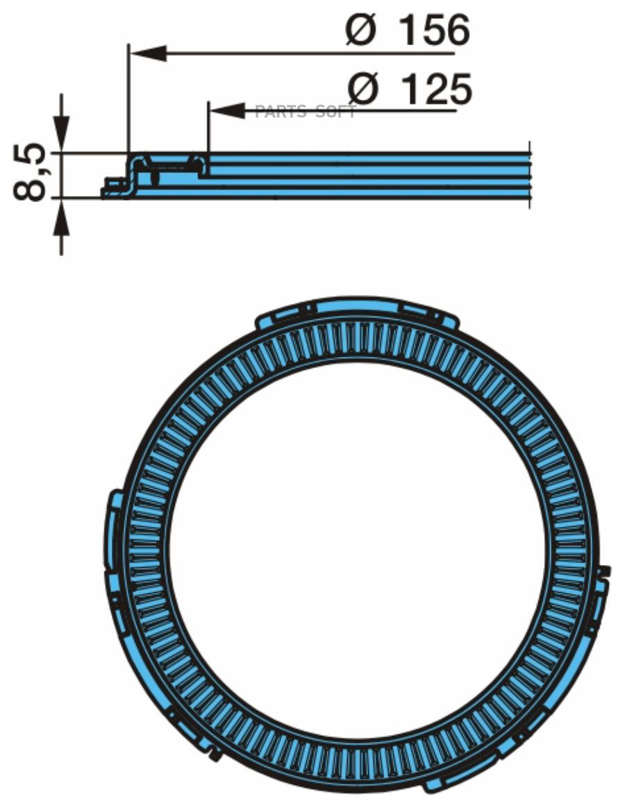 Кольцо ступицы! (м) зубчатое ABS 125x156x8.5 z=100 \BPW ECO