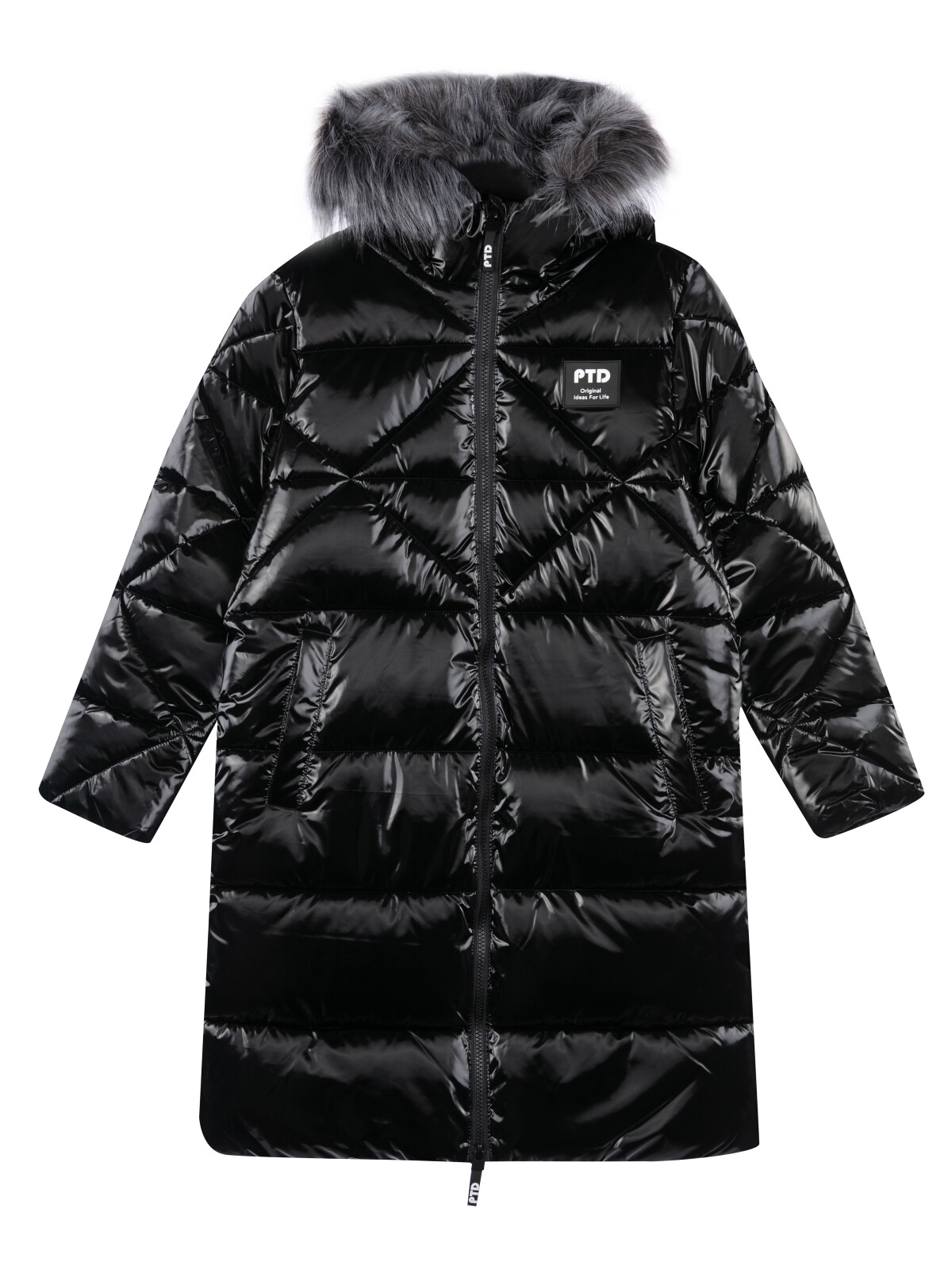 Пальто текстильное с полиуретановым покрытием для девочек PlayToday, черный, 134