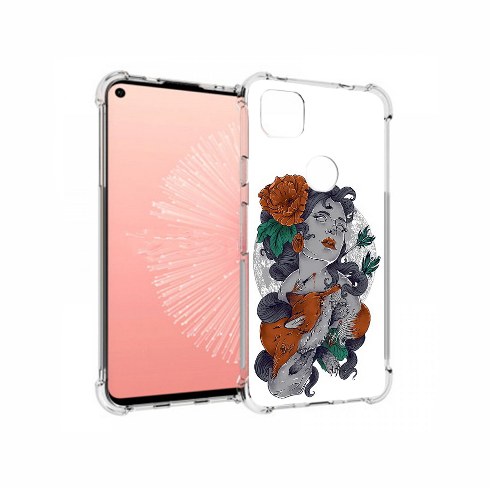 

Чехол MyPads Tocco для Google Pixel 4A темная девушка с лисой, Прозрачный, Tocco