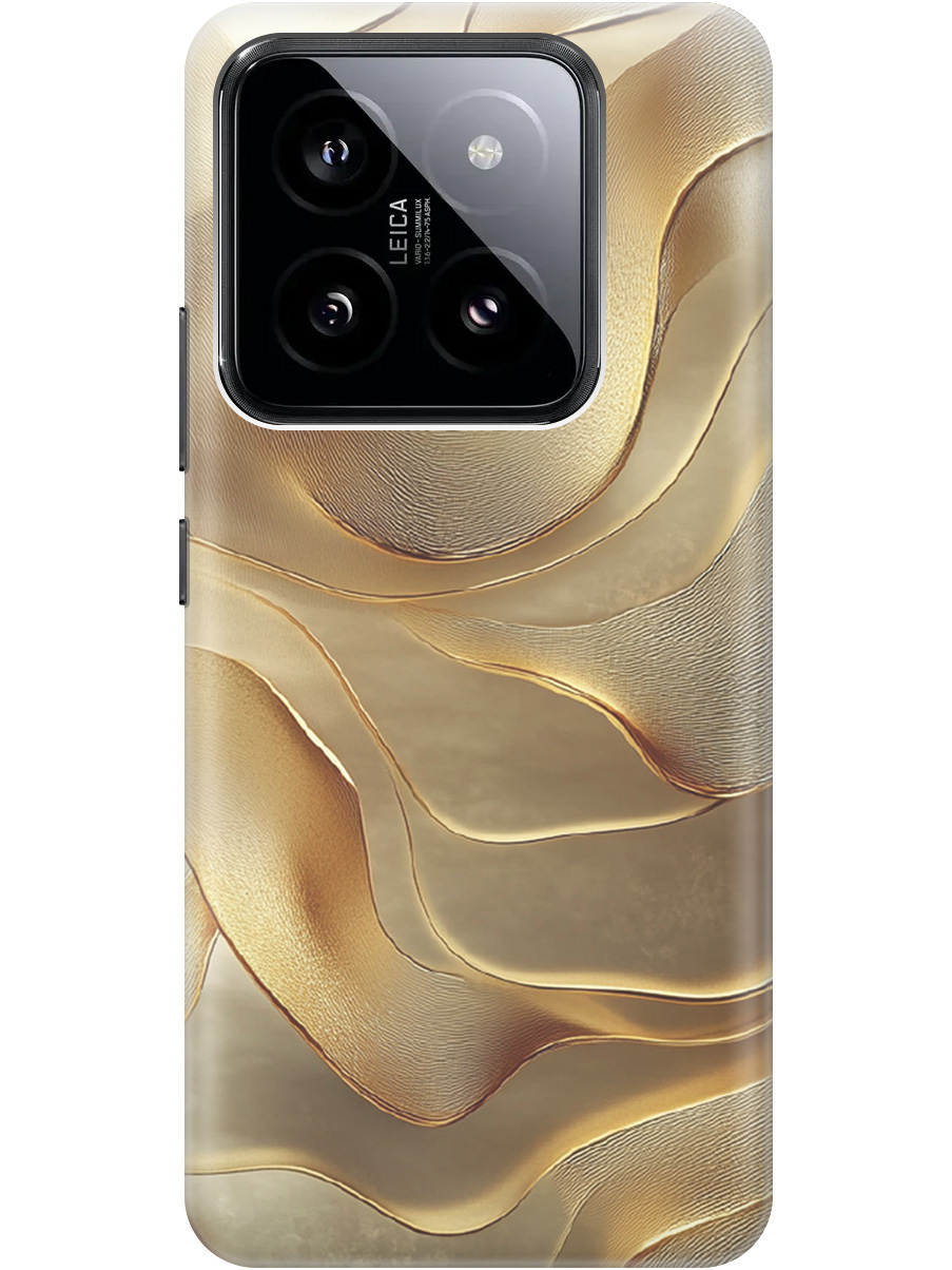

Силиконовый чехол на Xiaomi 14 Pro с принтом "Золотистые волны", Прозрачный;бежевый;золотистый, 777771031