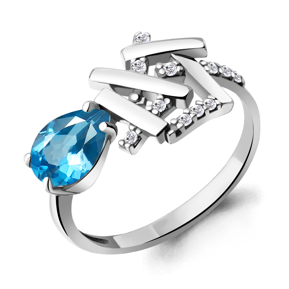 

Кольцо из серебра с топазом\фианитом Aquamarine Aquamarine 6959305А_925_р р. 17, 6959305А_925_р