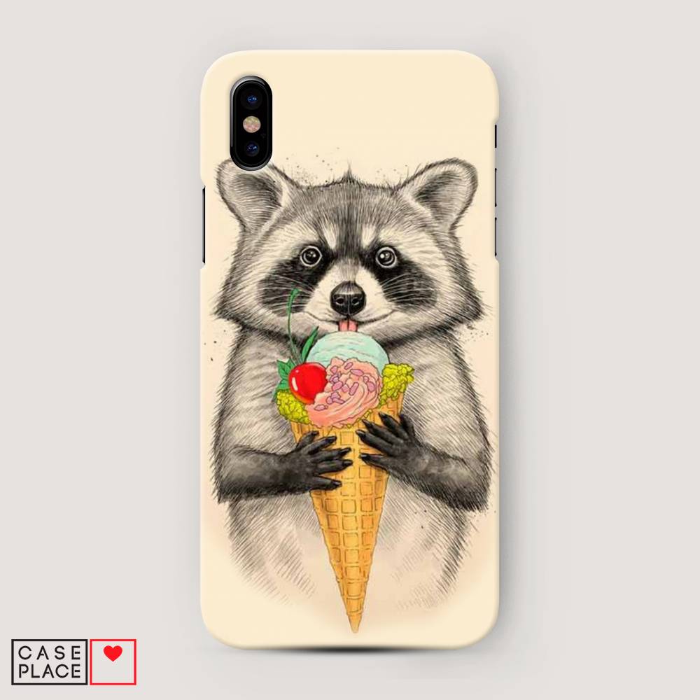 

Пластиковый чехол "Енот с мороженым" на Apple iPhone XS Max (10S Max), 11920-7