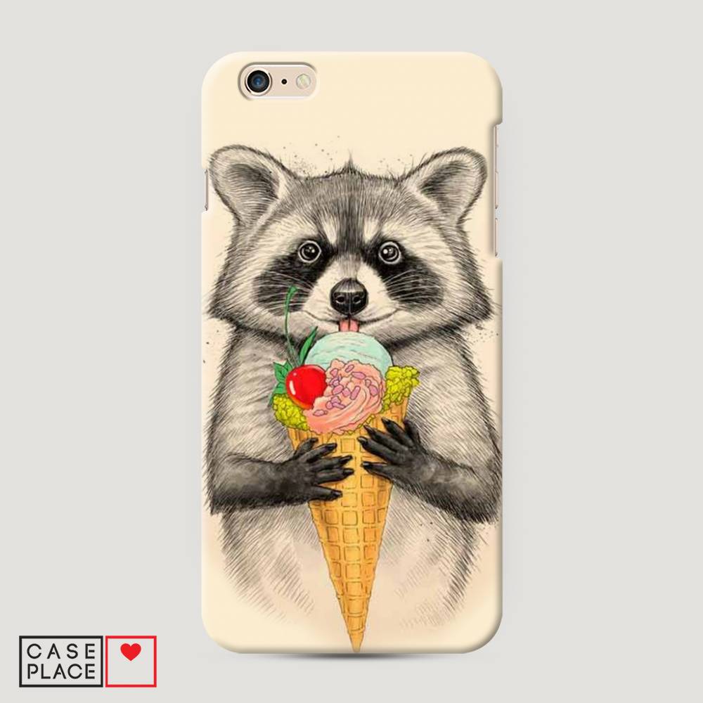 

Пластиковый чехол "Енот с мороженым" на Apple iPhone 6 Plus, 10520-7