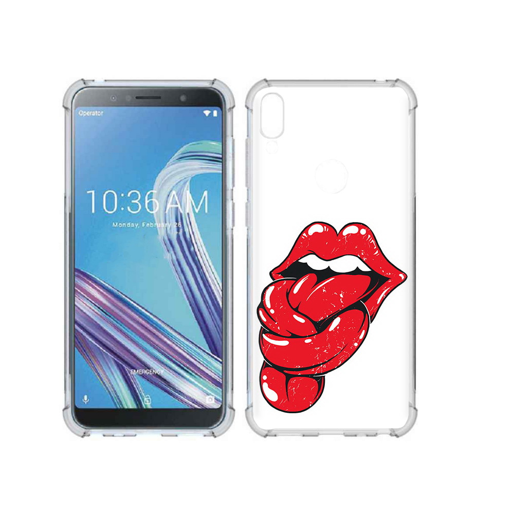 

Чехол MyPads Tocco для Asus ZenFone Max Pro (ZB602KL) яркие губы с языком, Прозрачный, Tocco