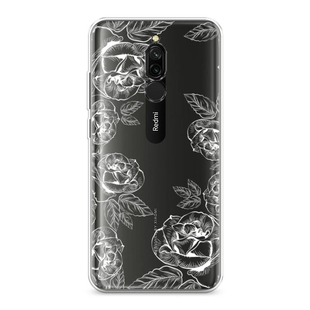 

Чехол на Xiaomi Redmi 8 "Розы графика", Черный;серый, 37150-2