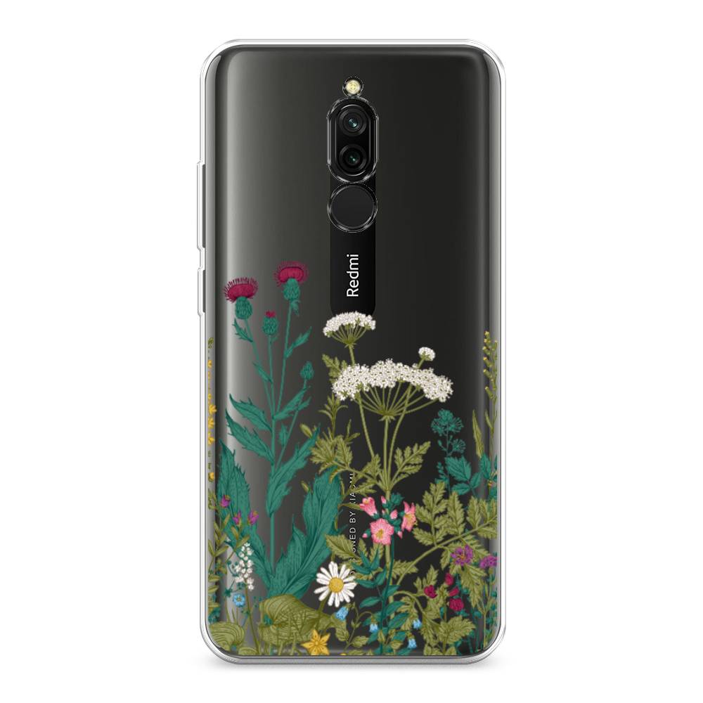 

Чехол на Xiaomi Redmi 8 "Дикие полевые цветы", Зеленый;розовый;белый, 37150-2