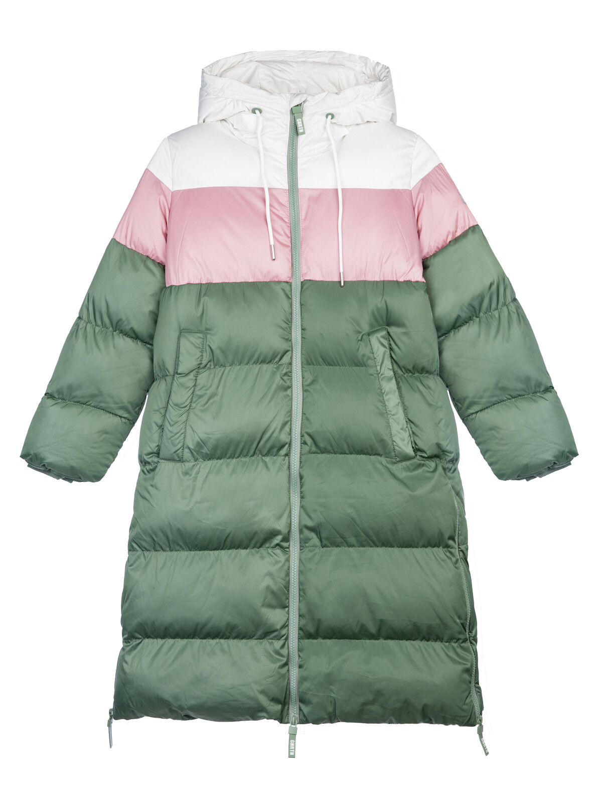 Пальто текстильное для девочек PlayToday, серебро,коричневый,темно-зеленый, 170