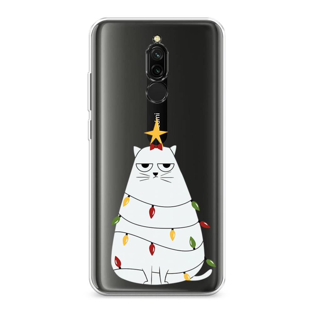 

Чехол на Xiaomi Redmi 8 "Котик в гирлянде", Белый;красный;желтый, 37150-1