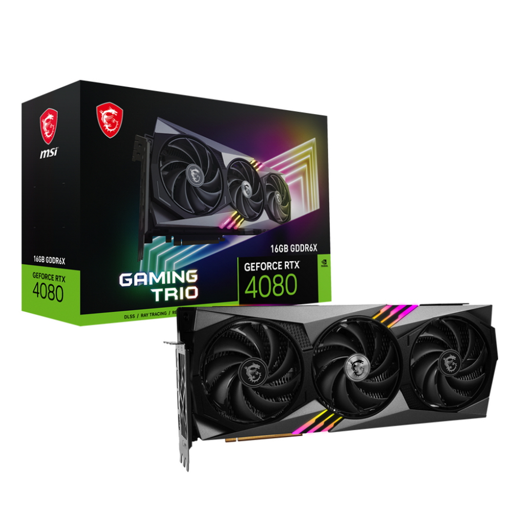 

Видеокарта MSI NVIDIA GeForce RTX 4080 GAMING TRIO (RTX 4080 16GB GAMING TRIO), Черный, GeForce RTX 4080 GAMING TRIO