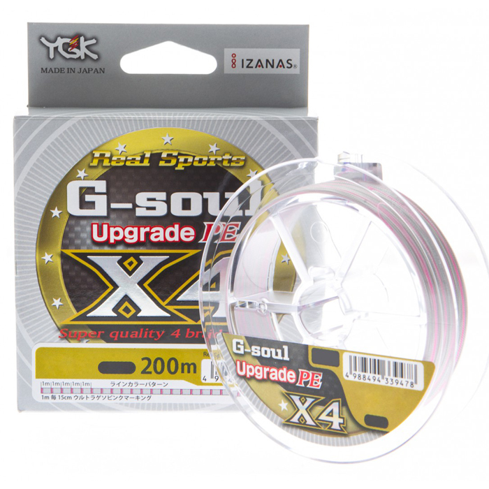 

Леска плетеная YGK Real Sports G-Soul X4 Upgrade 0,21 мм, 200 м, 11,34 кг, multicolor, Real Sports G-Soul X4 Upgrade