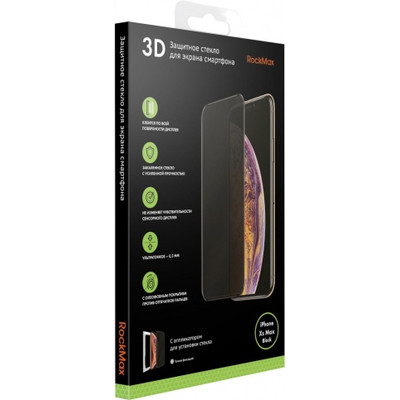 фото Стекло защитное rockmax 3dfullglueiphxmax, 3d, full glue, для iphone xs max черный