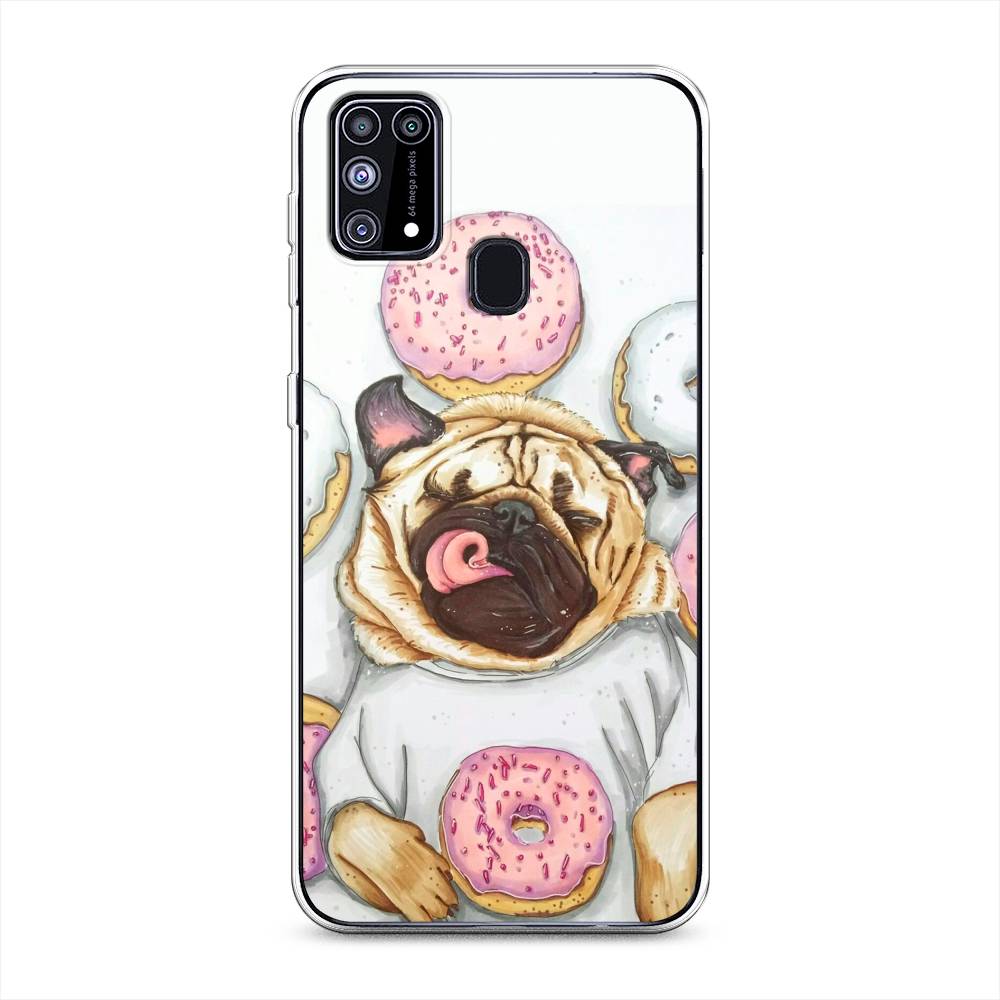 

Чехол на Samsung Galaxy M31 "Счастливый мопс", Розовый;бежевый;коричневый, 2100750-1