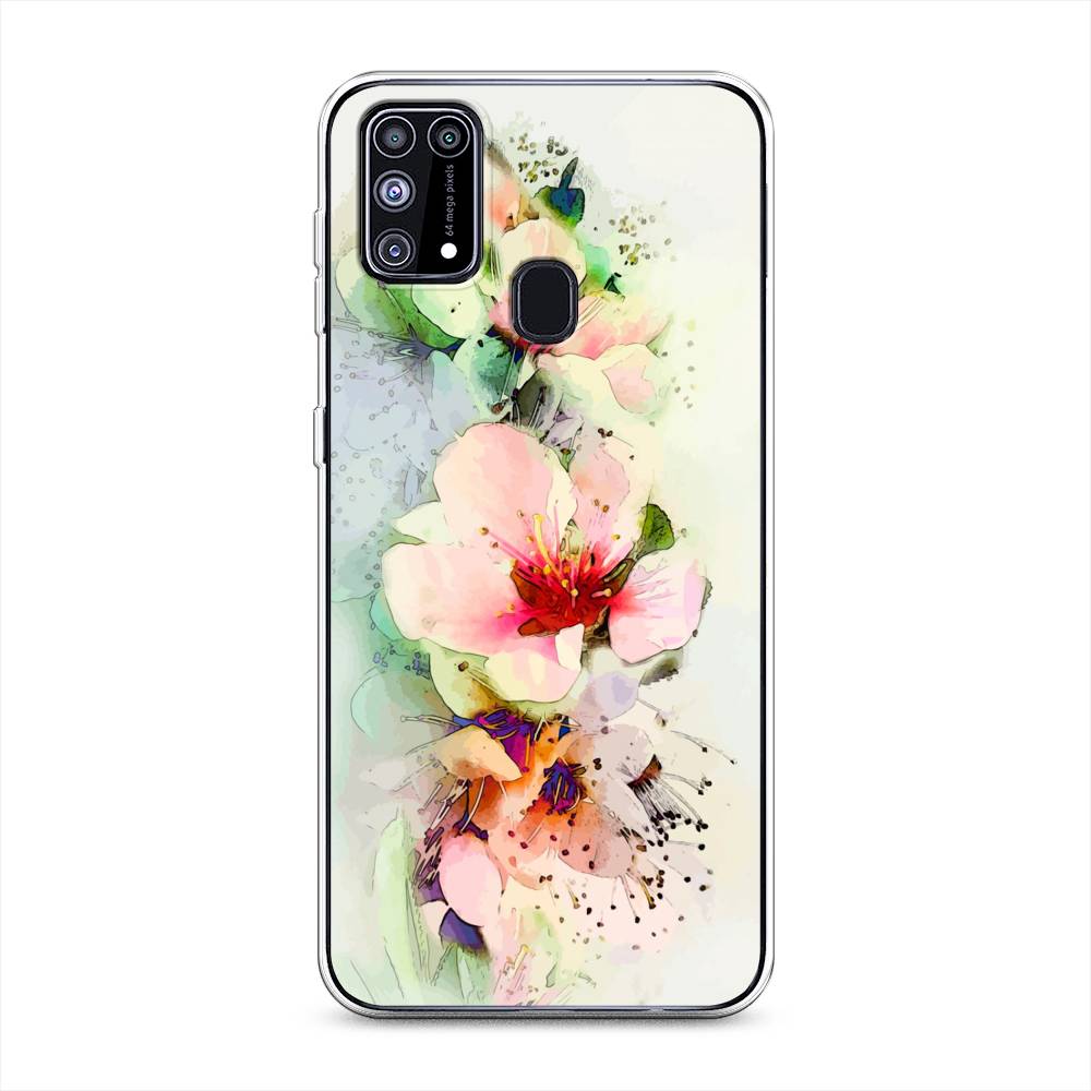 

Чехол на Samsung Galaxy M31 "Нежные цветы", Зеленый;розовый, 2100750-2