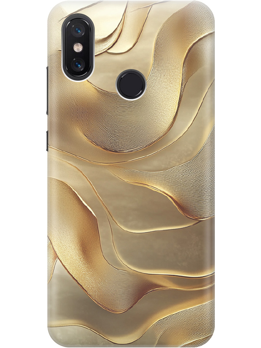 

Силиконовый чехол на Xiaomi Mi 8 с принтом "Золотистые волны", Прозрачный;бежевый;золотистый, 718409931