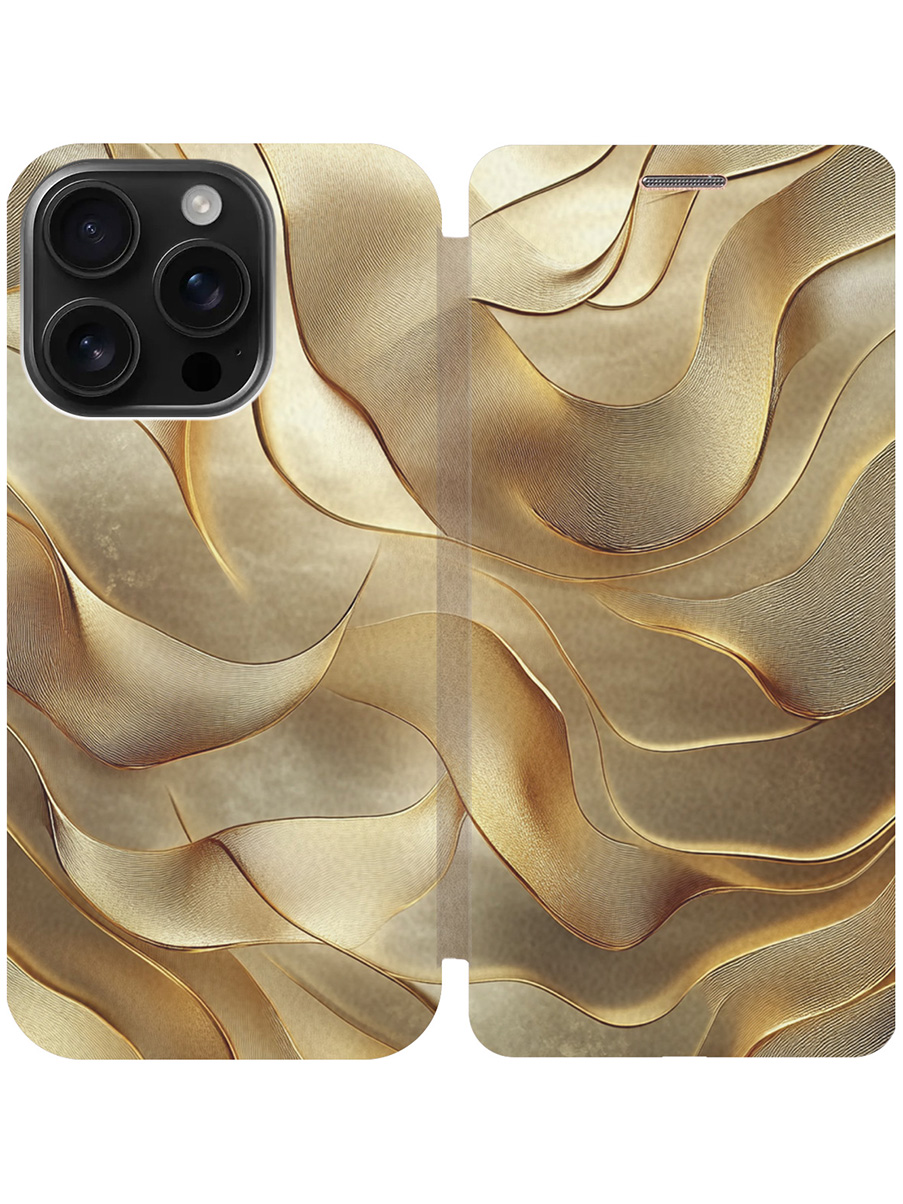 

Чехол-книжка на Apple iPhone 16 Pro с принтом "Золотистые волны" золотой, Бежевый;золотистый, 785197731