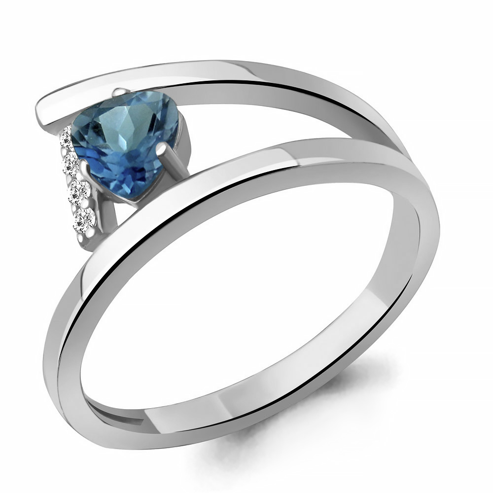 

Кольцо из серебра с топазом\фианитом Aquamarine Aquamarine 6959108А_925_р р. 17, 6959108А_925_р