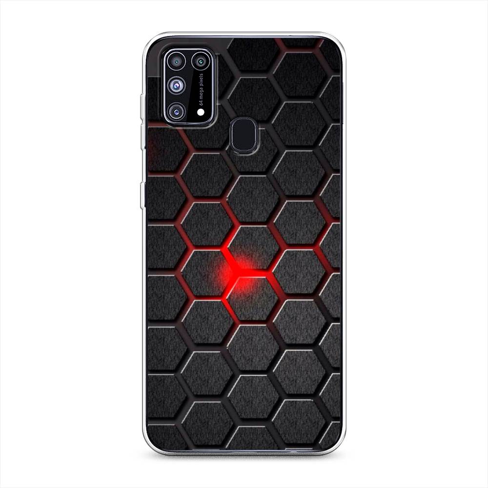 

Чехол на Samsung Galaxy M31 "Соты красные", Красный;черный;серый, 2100750-3