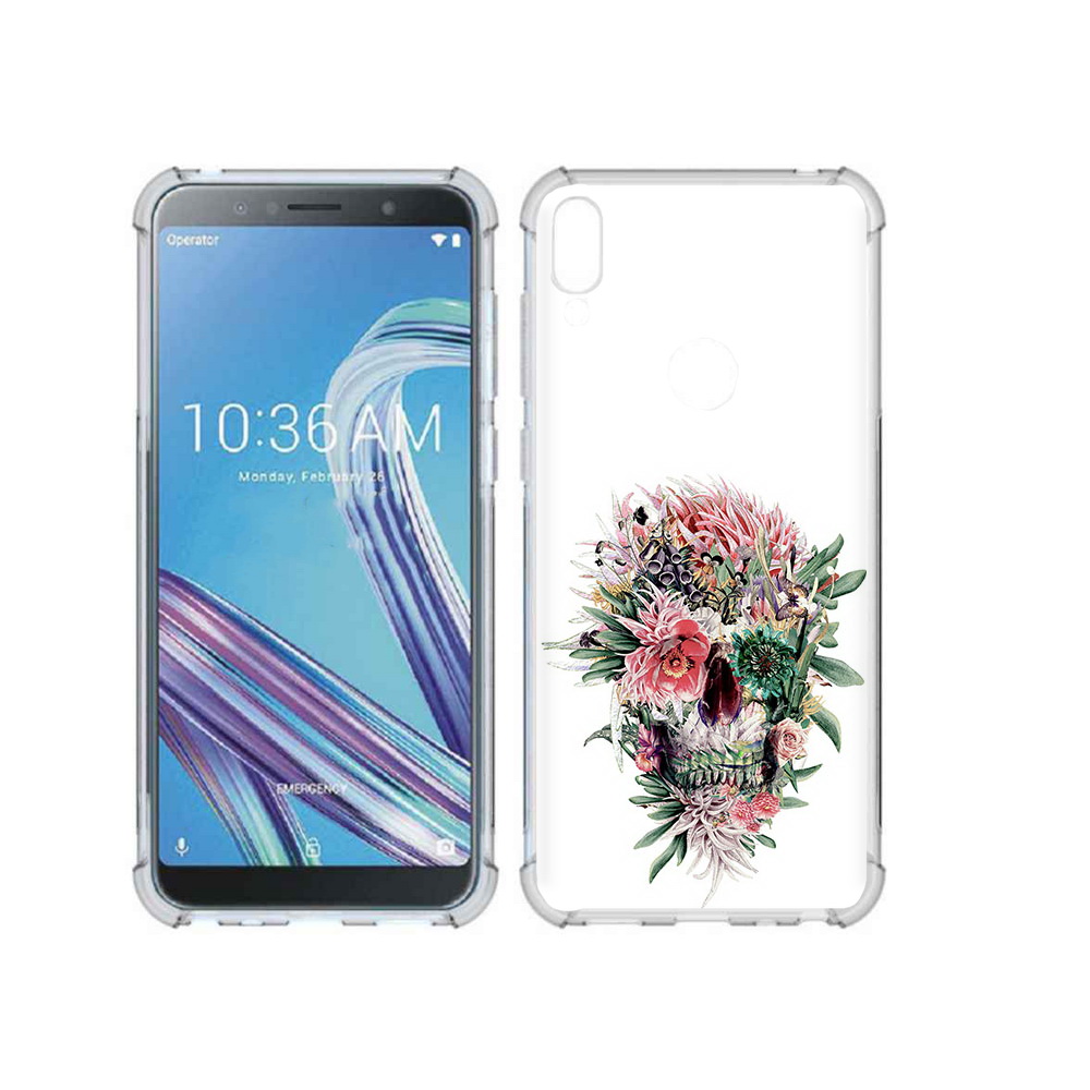 

Чехол MyPads Tocco для Asus ZenFone Max Pro (ZB602KL) череп из цветов, Прозрачный, Tocco