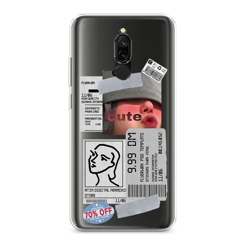 

Чехол на Xiaomi Redmi 8 "Cute girl collage", Розовый;серый;голубой, 37150-6