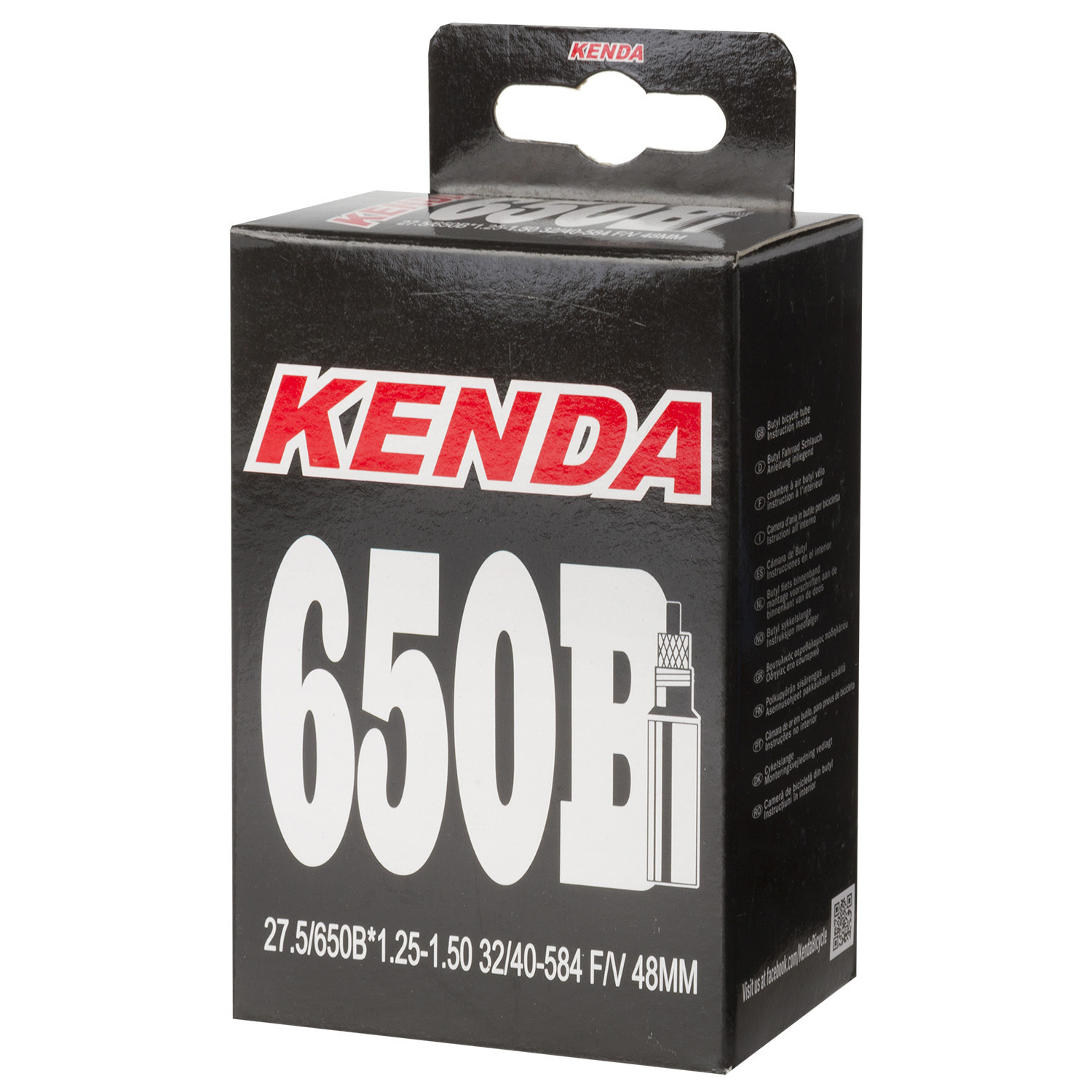 

Камера 27,5" спорт 48мм "узкая" 1,25-1,50 (32/40-584) KENDA NEW, Черный, 516275