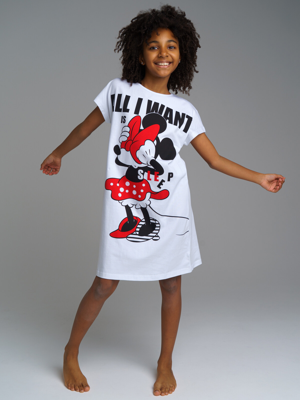 Ночная сорочка PlayToday с принтом Disney, белый,черный,красный, 170