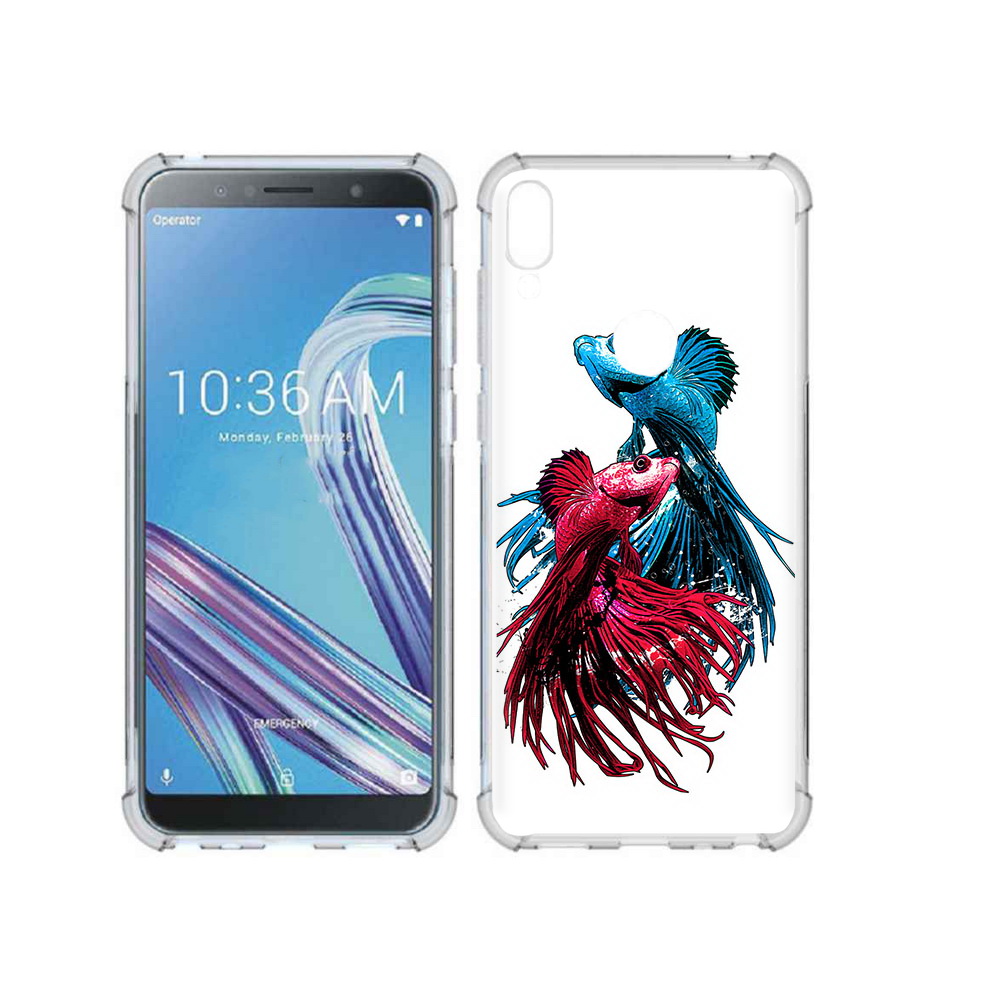 

Чехол MyPads Tocco для Asus ZenFone Max Pro (ZB602KL) рыбы петушки, Прозрачный, Tocco