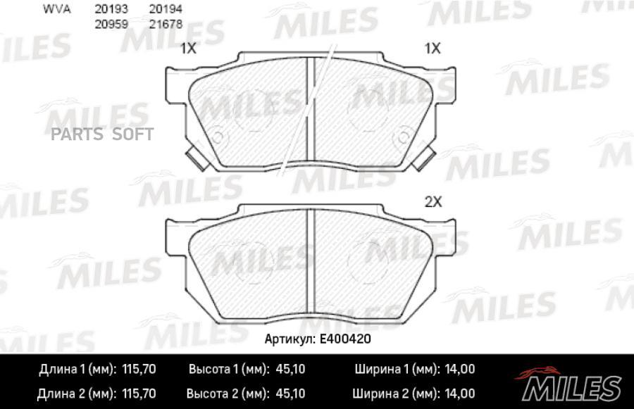 

Колодки Тормозные Honda Civic/Crx/Prelude 83-95 Передние Miles арт. E400420