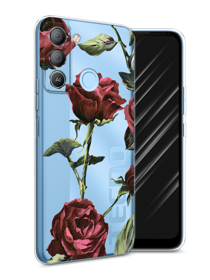 

Чехол Awog на Tecno POP 5 LTE "Бордовые розы фон", Красный, 303050-8