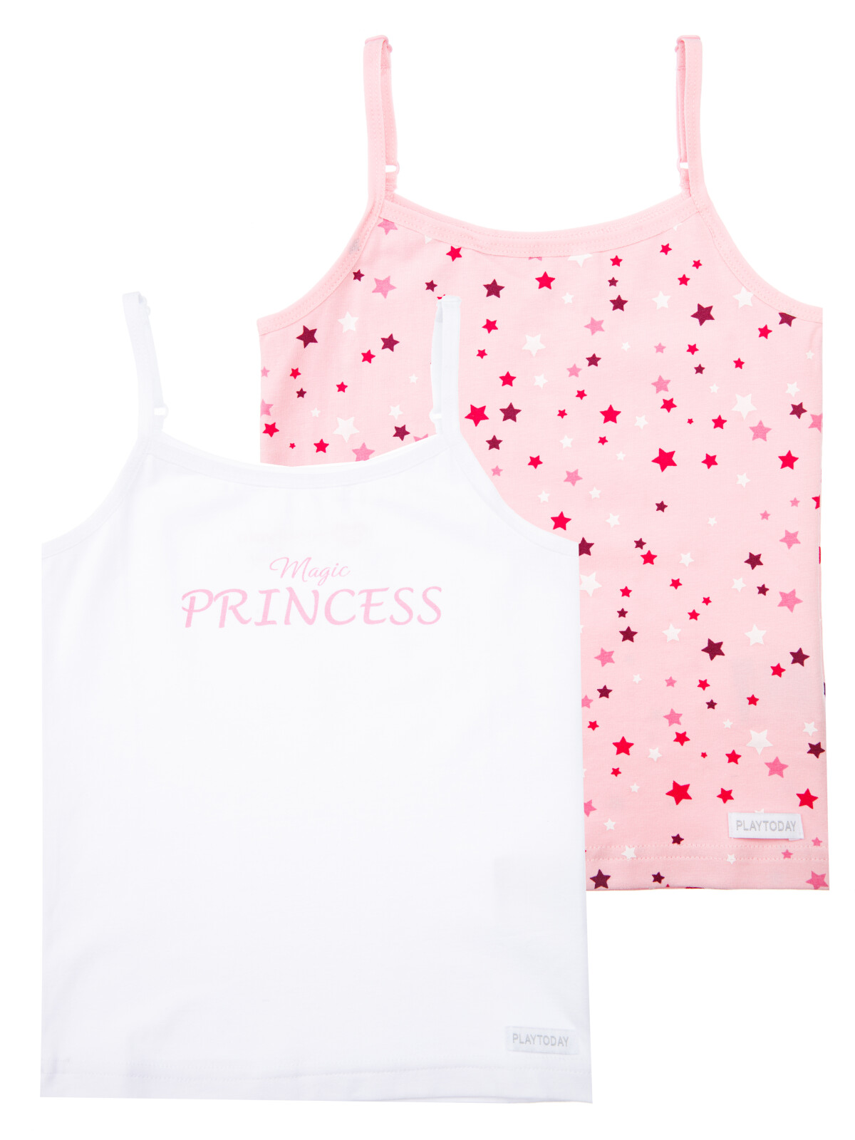 Майка трикотажная для девочек PlayToday, 2 шт в комплекте, белый,розовый, 110