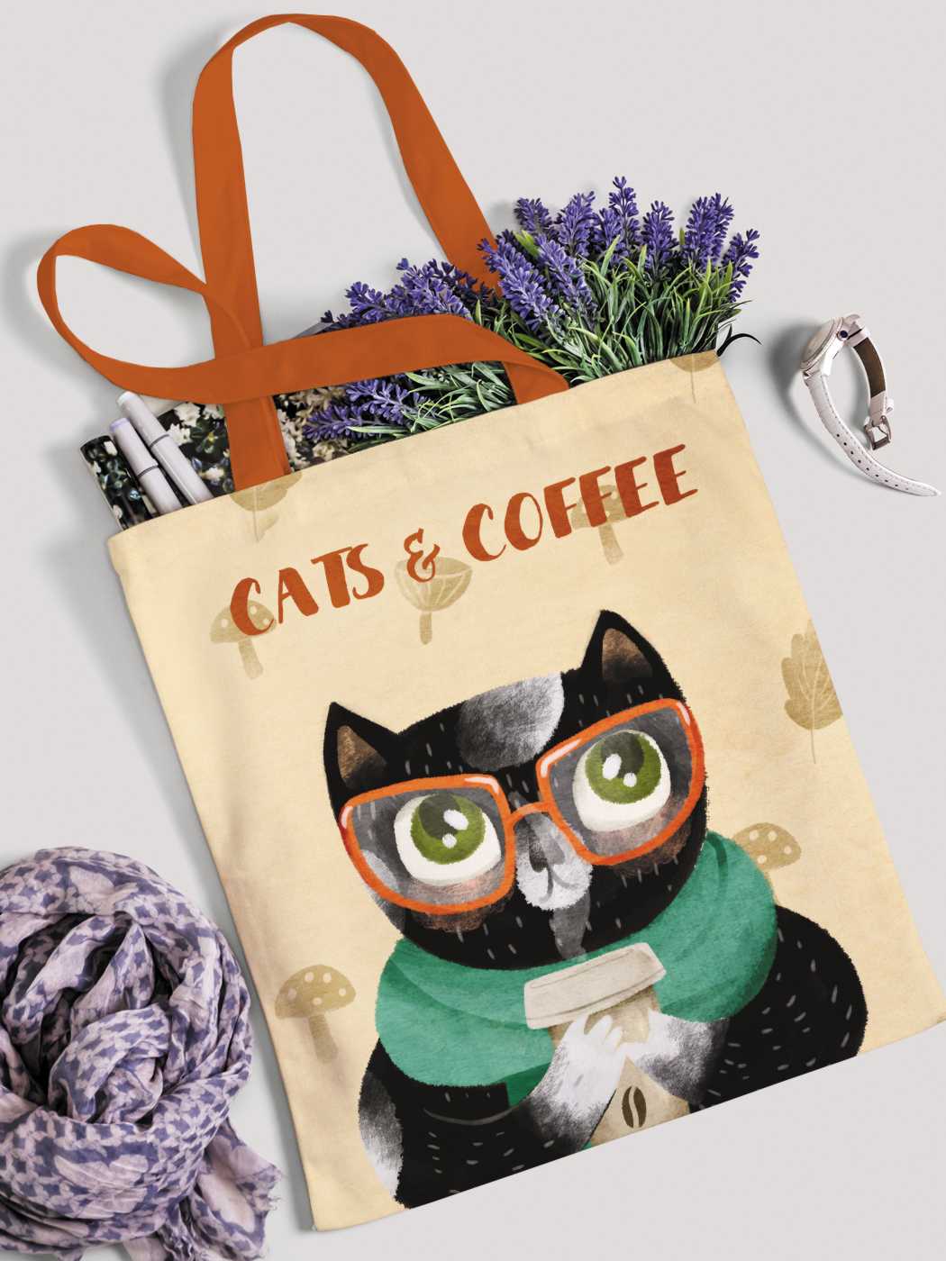 фото Сумка женская joyarty кот-интроверт с кофе