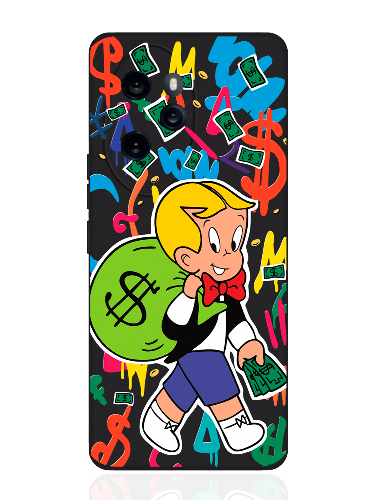 

Чехол для смартфона Honor 100 Pro черный силиконовый Monopoly Richie Rich, Черный;золотистый, Honor